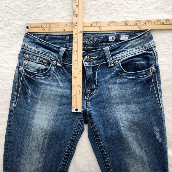 Miss Me Boot / Kick Flare Ankle Jeans With Studs & Contrast Stitching, Size 28 - Picture 11 of 16